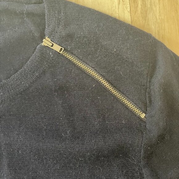 jcrew 100% merino wool zipper sweater mens XL navy blue crewneck - Picture 5 of 9